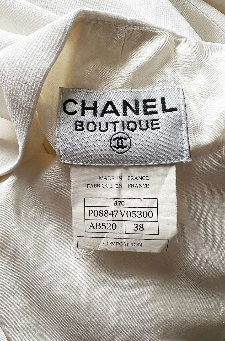 Chic Cruise 1997 Chanel by Karl Lagerfeld White Dress w Large Collar & Logo Buttons