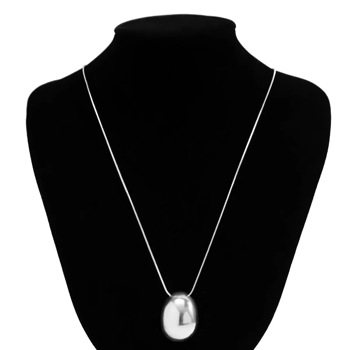 Chic Gold Silver Plated Oval Pendant Necklace