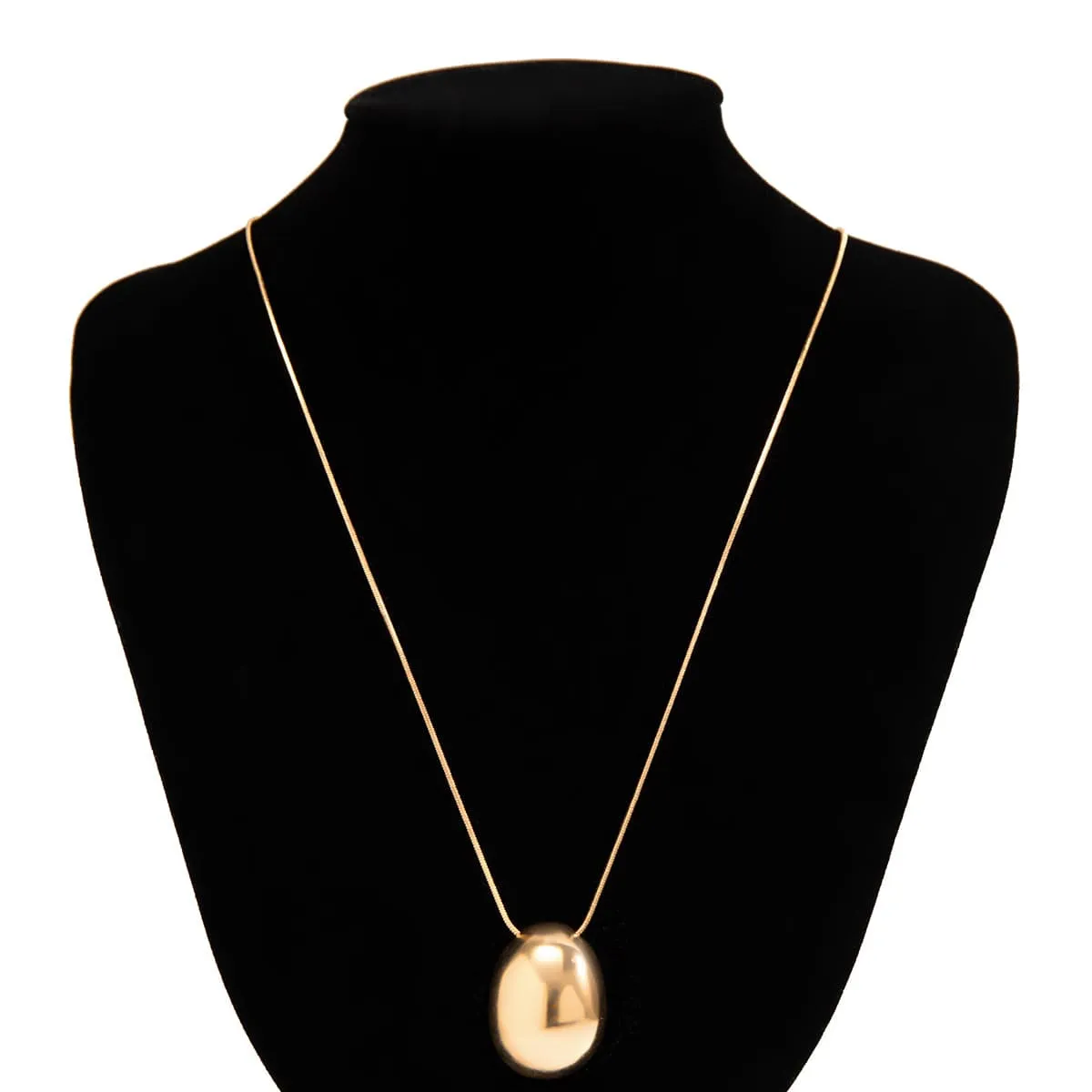 Chic Gold Silver Plated Oval Pendant Necklace