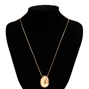 Chic Gold Silver Plated Oval Pendant Necklace