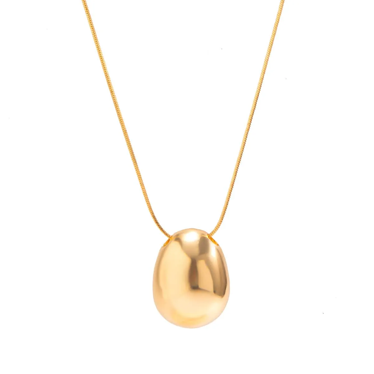 Chic Gold Silver Plated Oval Pendant Necklace