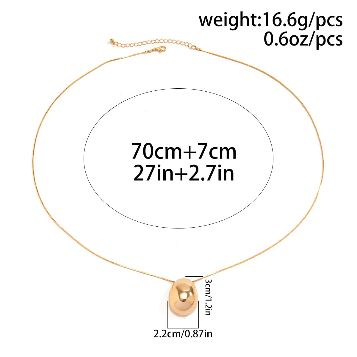Chic Gold Silver Plated Oval Pendant Necklace