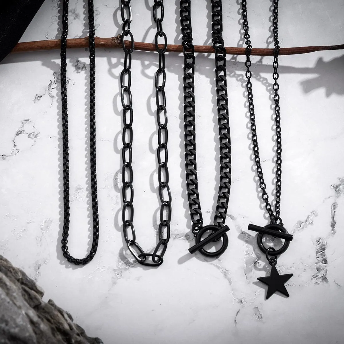Chic Layered Toggle Clasp Star Pendant Chain Necklace Set