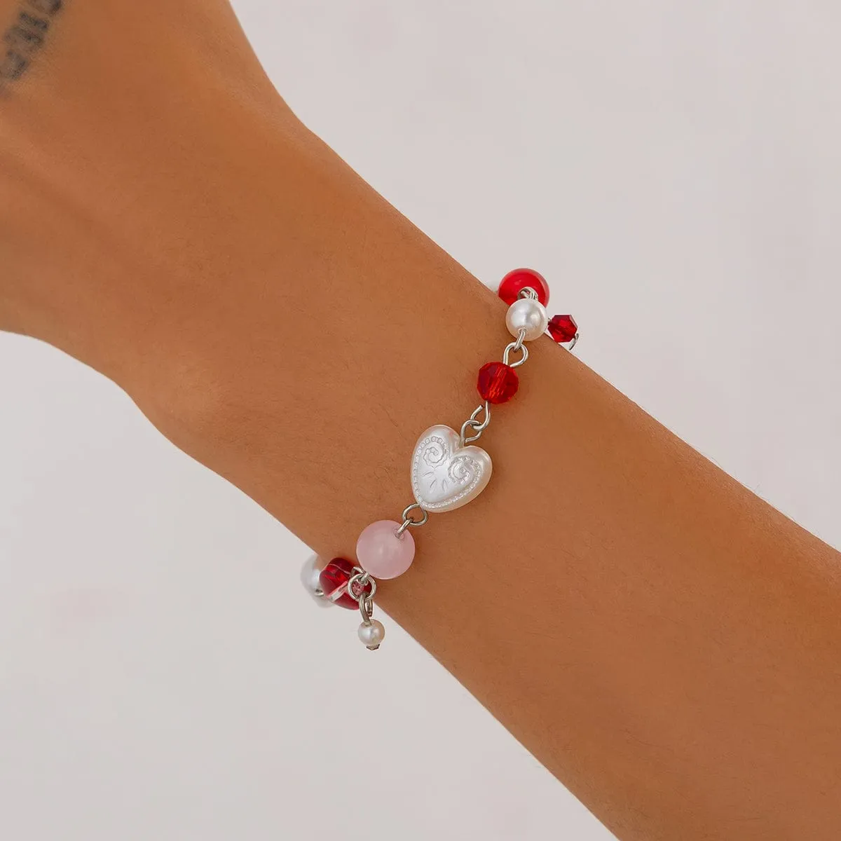 Chic Star Heart Pearl Crystal Chain Bracelet