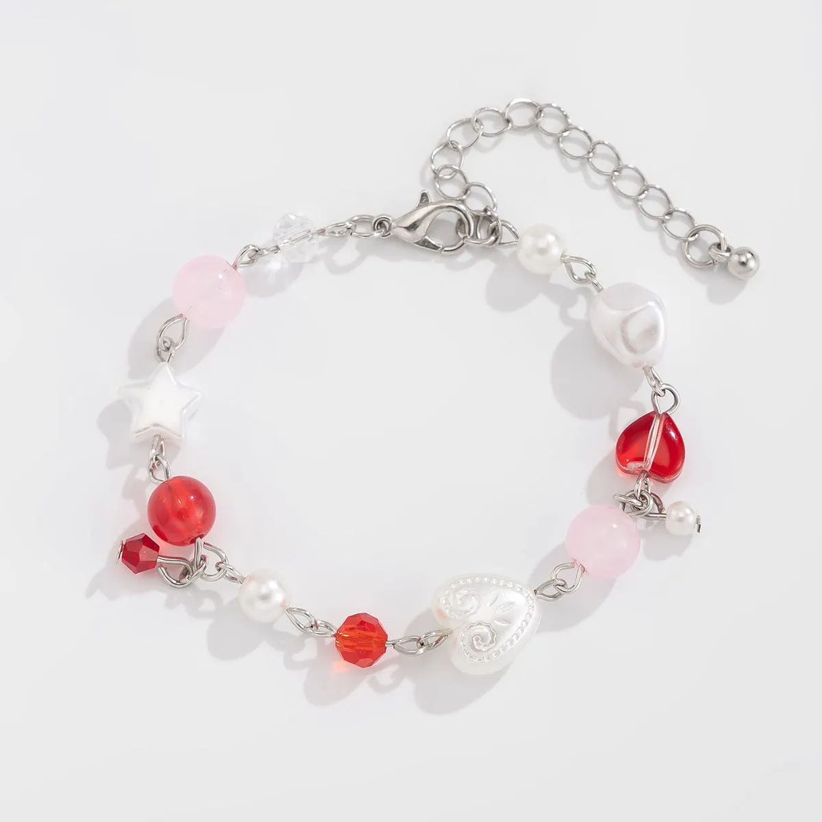 Chic Star Heart Pearl Crystal Chain Bracelet