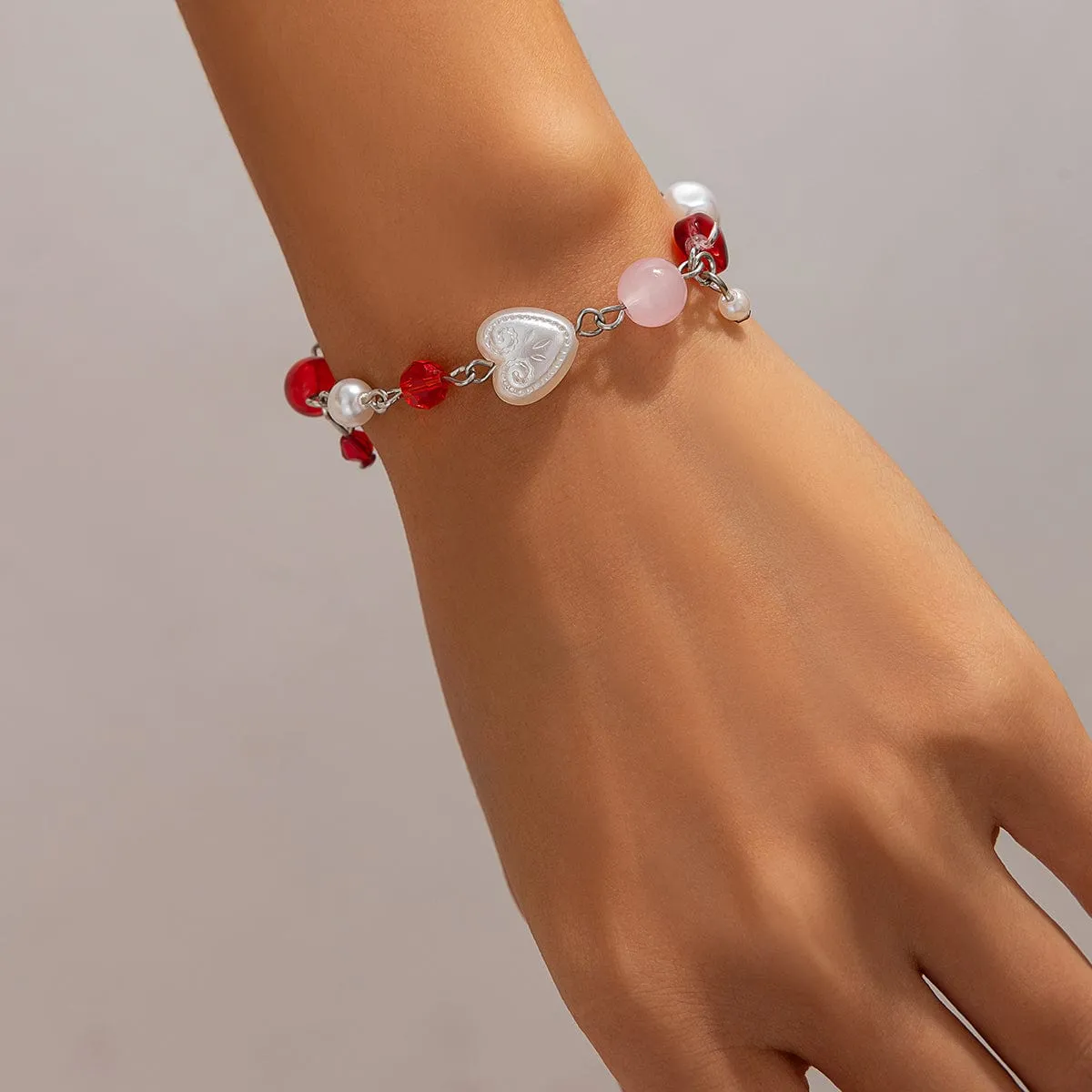 Chic Star Heart Pearl Crystal Chain Bracelet