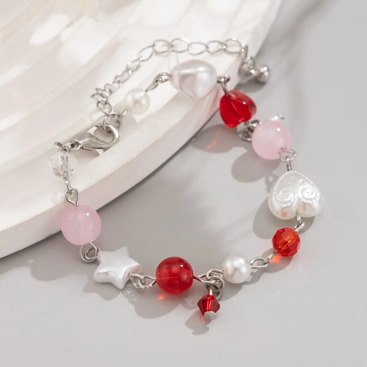 Chic Star Heart Pearl Crystal Chain Bracelet