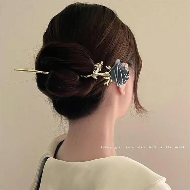 Chic Velvet Rose Chignon Hair Fork Hair Pin