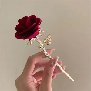 Chic Velvet Rose Chignon Hair Fork Hair Pin