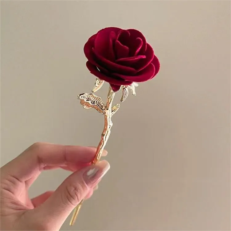 Chic Velvet Rose Chignon Hair Fork Hair Pin