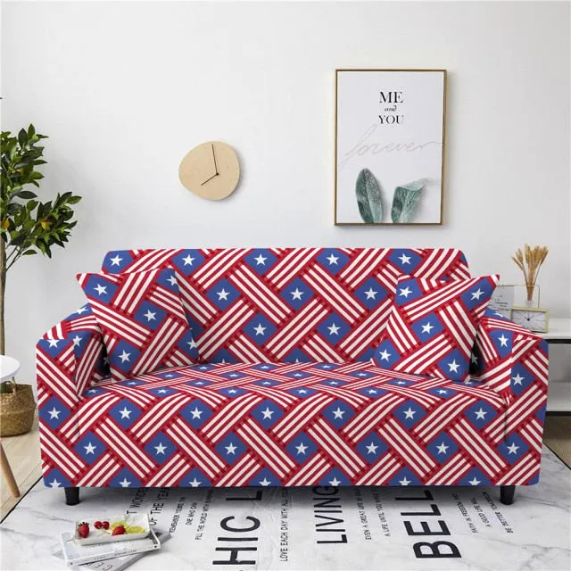Christmas Floral Red Stretch Sofa Cover Living Room All Inclusive Anti-Dirty Slipcover Furniture Protector Elastic Couch Cover