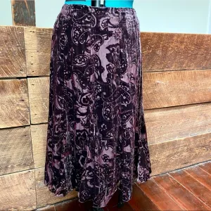 Coldwater Creek Burnt Velvet Flowy Brown Whimsigoth Skirt