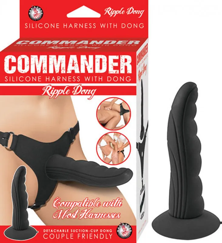 Commander Ripple Dong With Harness - Black