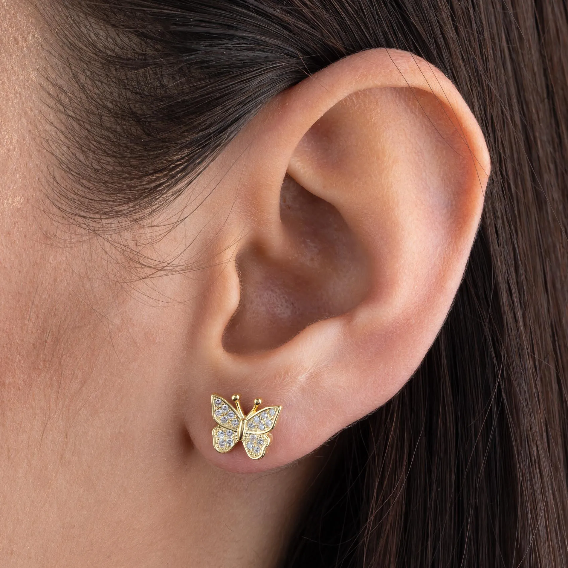 CZ Butterfly Stud Earring