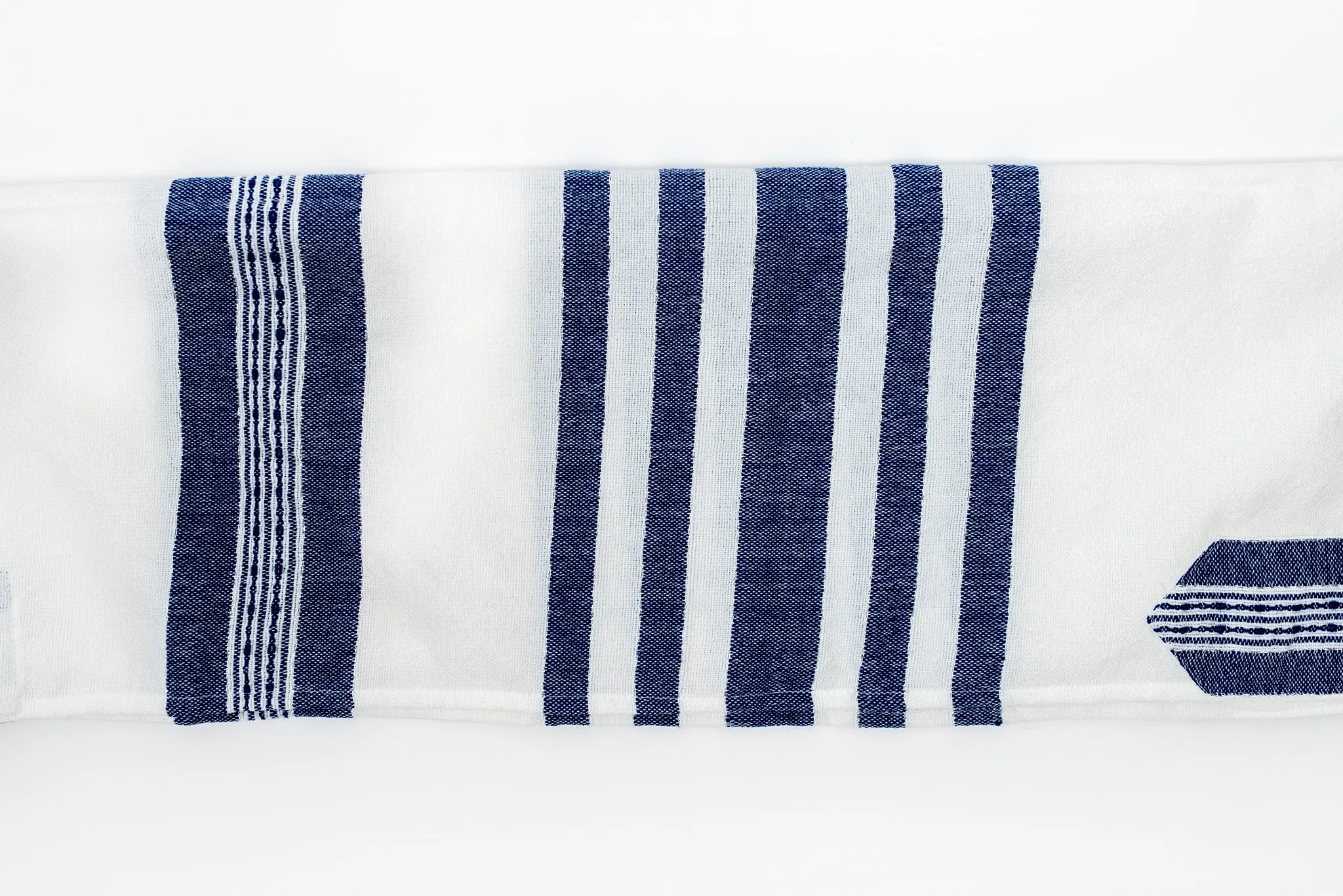 David - Wool Tallit - Wide Blue stripes with Silver