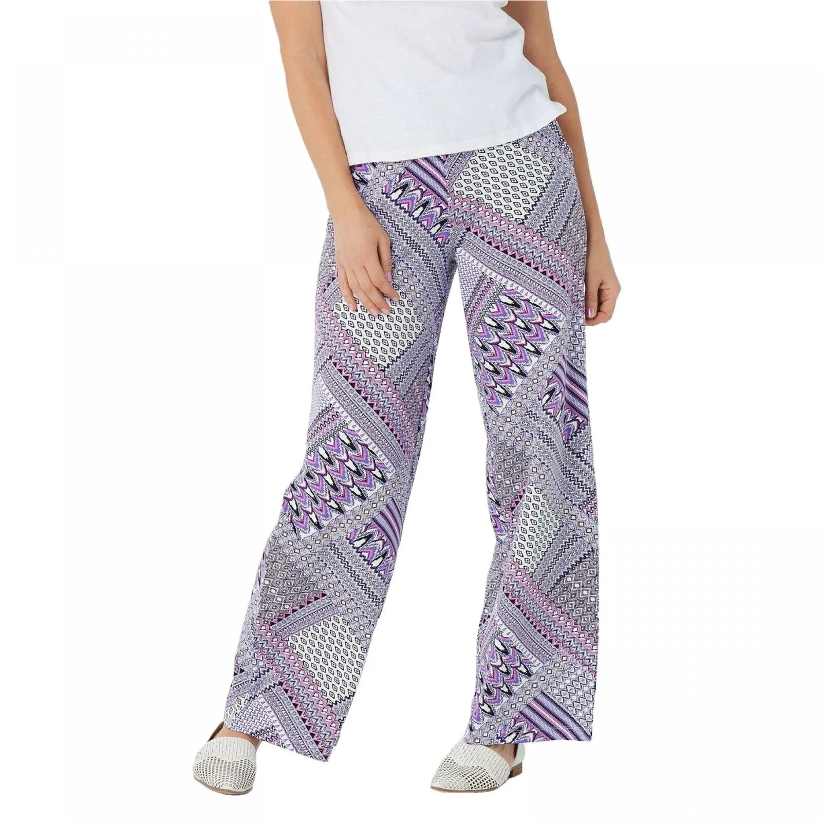 Denim & Co. Women's Plus Size Pull -On Wide Leg Beach Pants