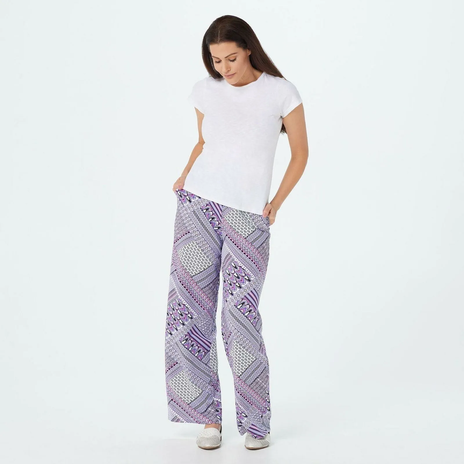 Denim & Co. Women's Plus Size Pull -On Wide Leg Beach Pants