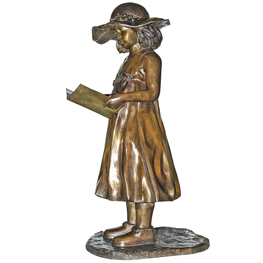 Design Toscano- Beulah's Sundress Little Girl Reading Cast Bronze Garden Statue