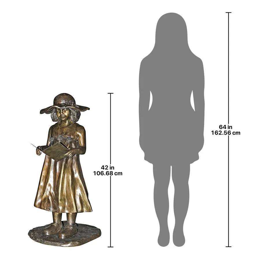 Design Toscano- Beulah's Sundress Little Girl Reading Cast Bronze Garden Statue
