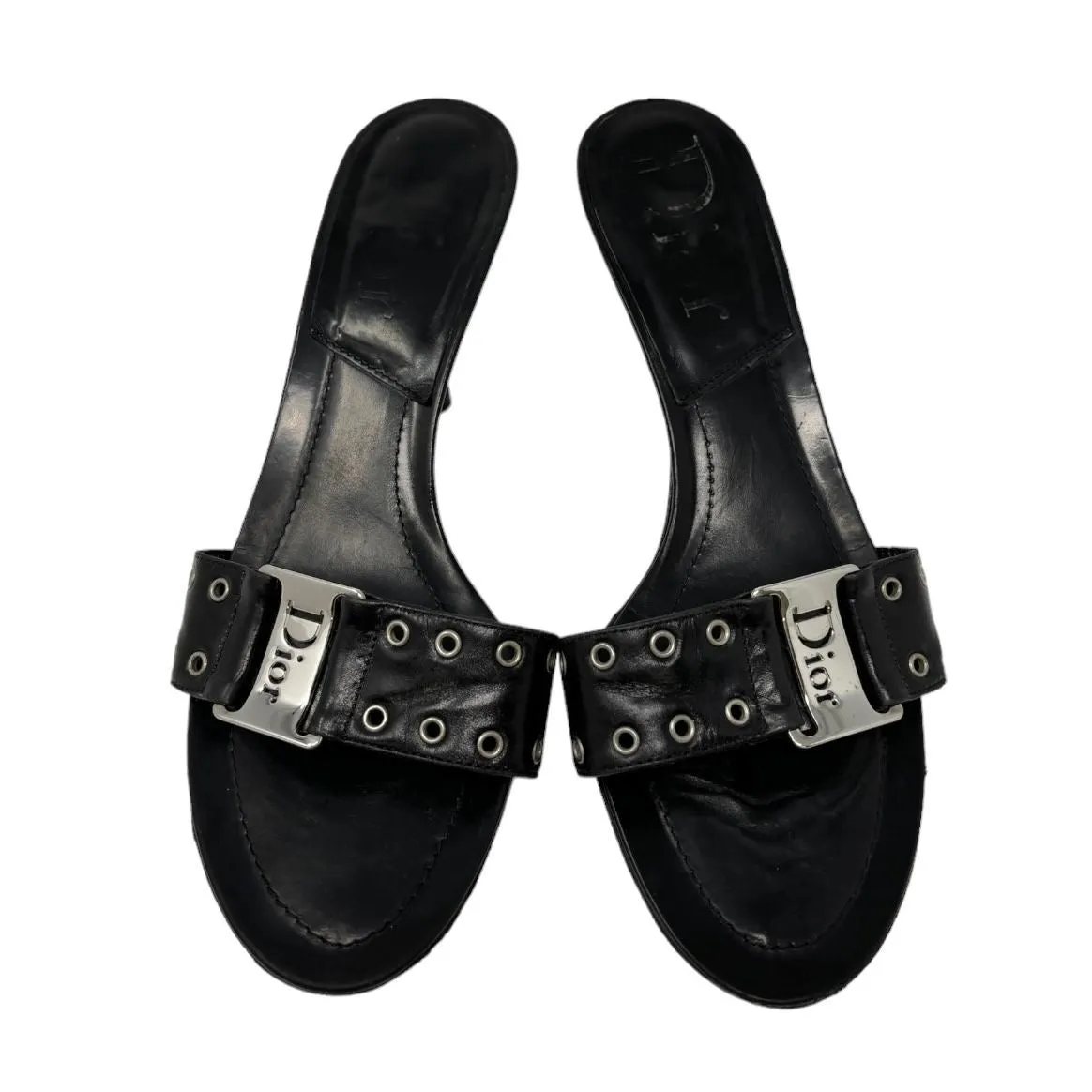 Dior Black Logo Plaque Heels