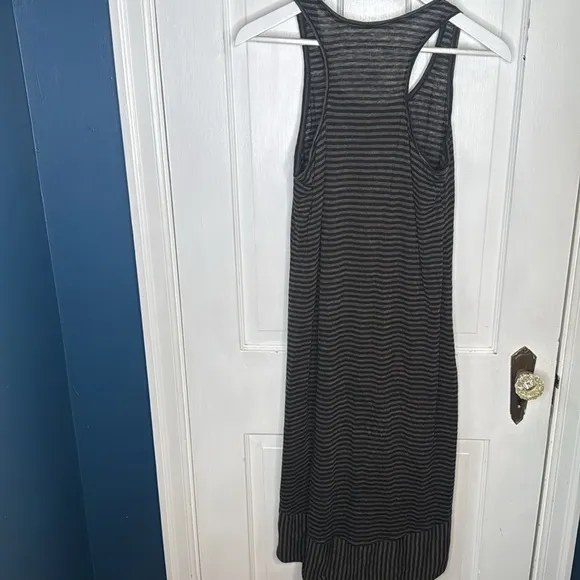 Eileen Fisher Lightweight Linen Midi Striped Sleeveless Tank Dress W1337 Sz S