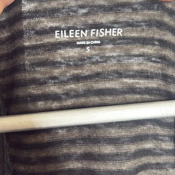 Eileen Fisher Lightweight Linen Midi Striped Sleeveless Tank Dress W1337 Sz S