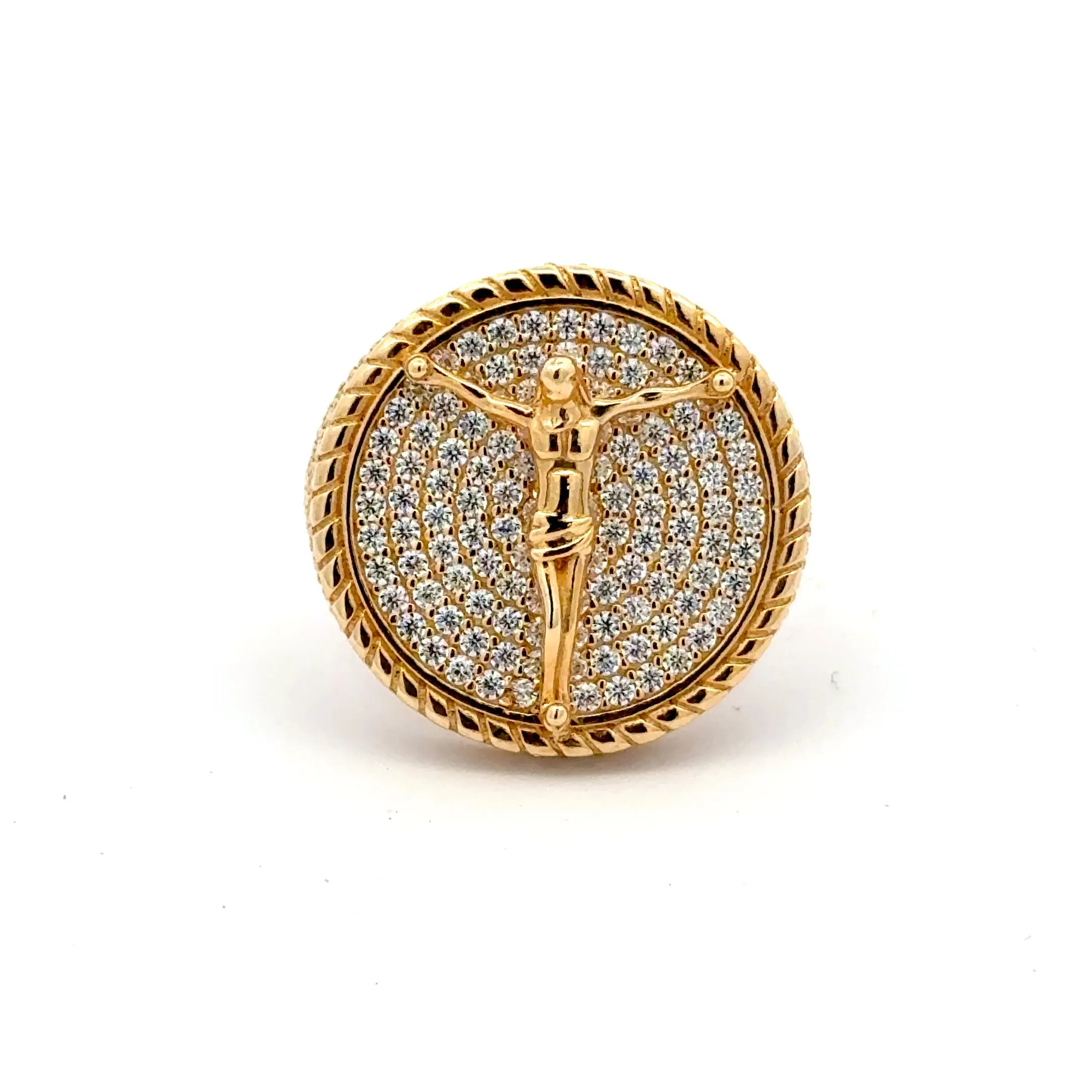 Elegant Gold Ring with Sparkling Detail 14k