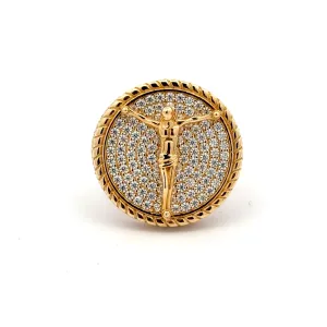 Elegant Gold Ring with Sparkling Detail 14k