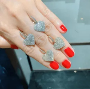 Elegant Temperament Heart-shaped Pave Drop Earrings