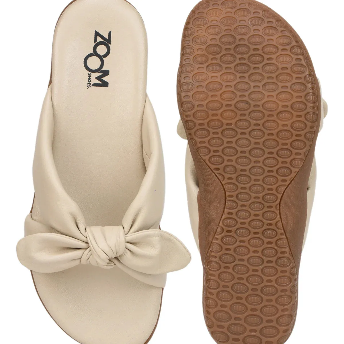 Elegant Women's Leather Slippers with Knot Tie Design L 135