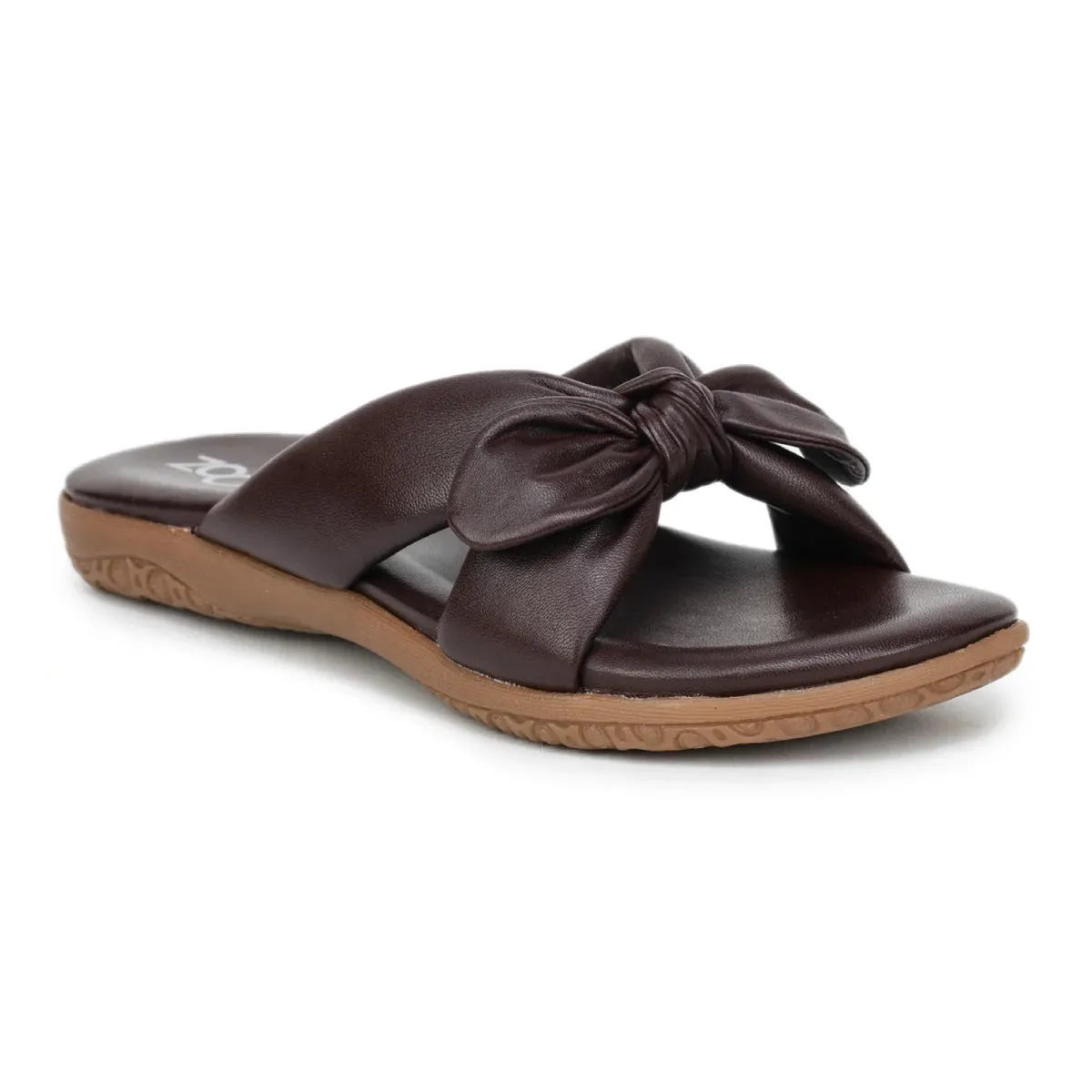 Elegant Women's Leather Slippers with Knot Tie Design L 135