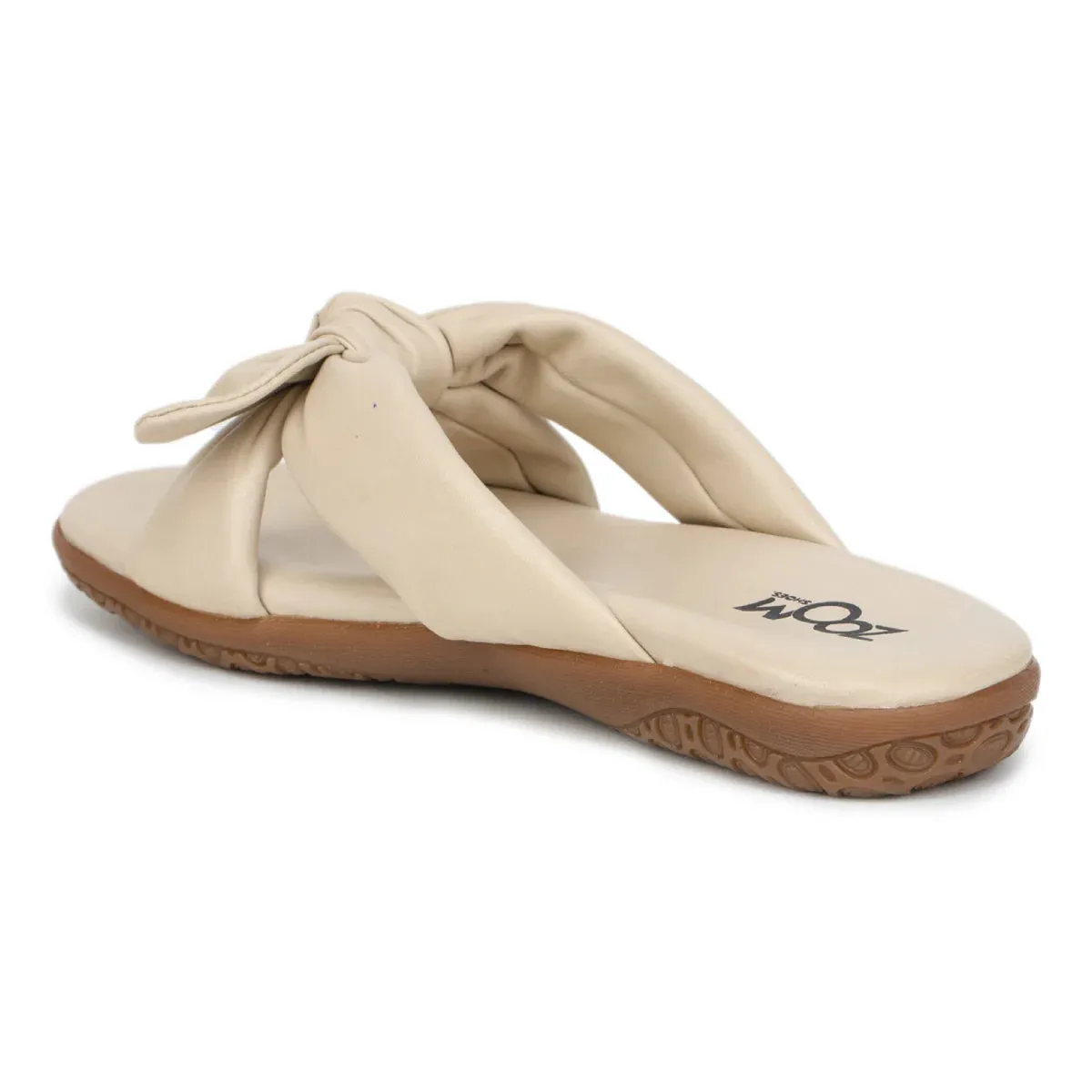 Elegant Women's Leather Slippers with Knot Tie Design L 135