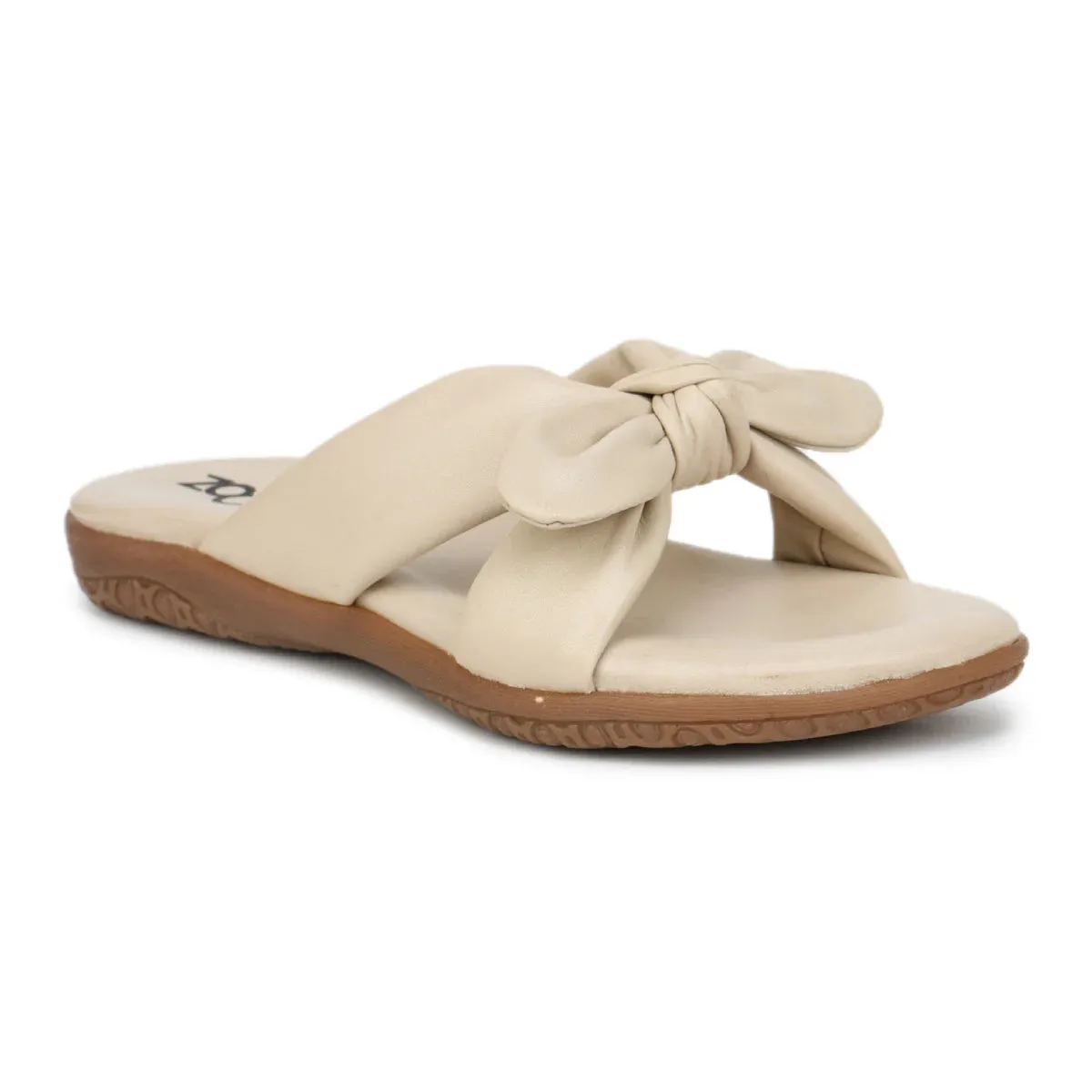 Elegant Women's Leather Slippers with Knot Tie Design L 135