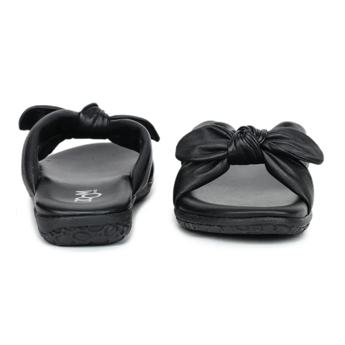 Elegant Women's Leather Slippers with Knot Tie Design L 135
