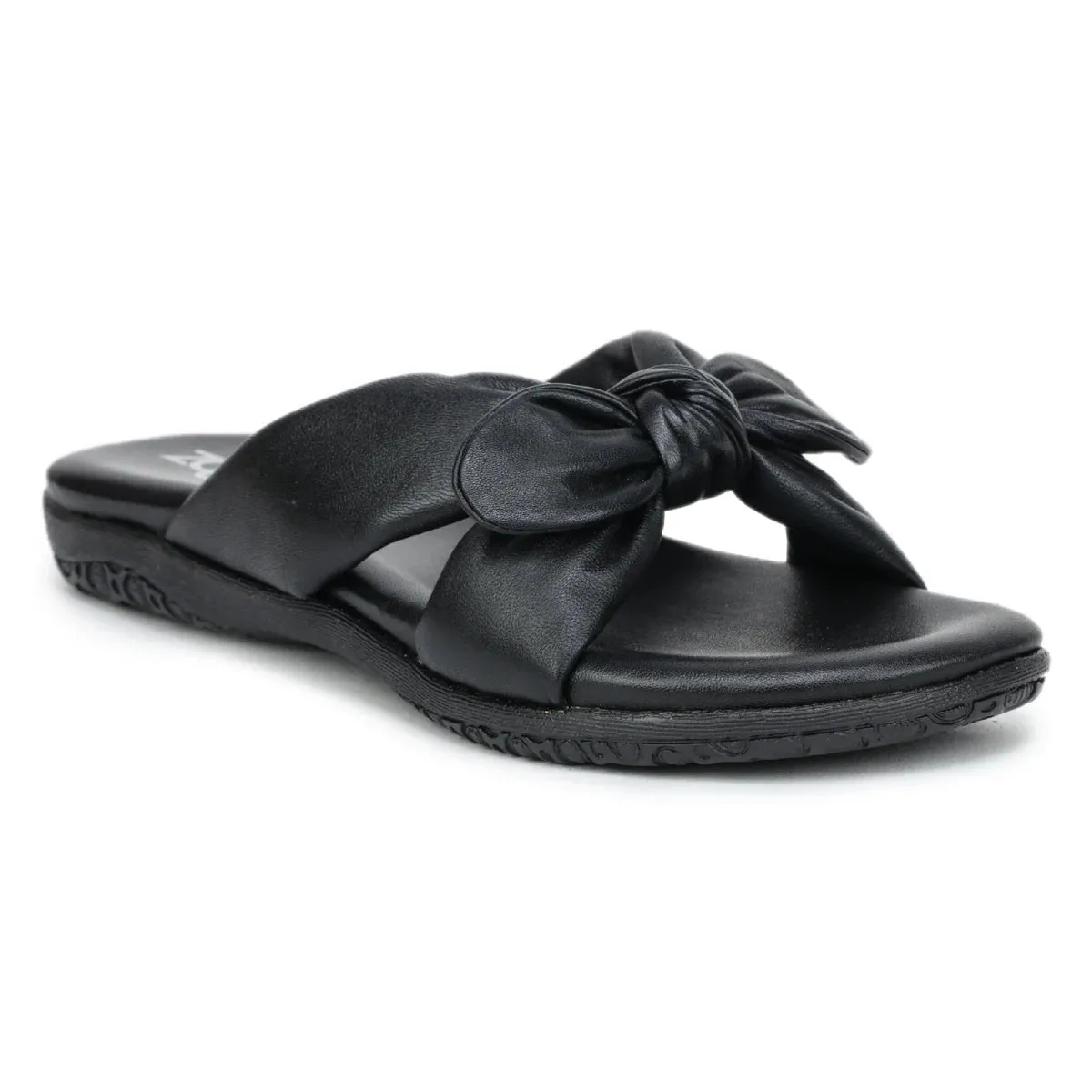 Elegant Women's Leather Slippers with Knot Tie Design L 135