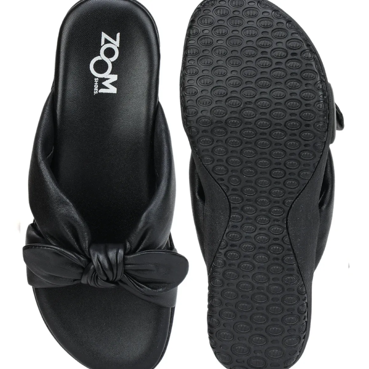 Elegant Women's Leather Slippers with Knot Tie Design L 135