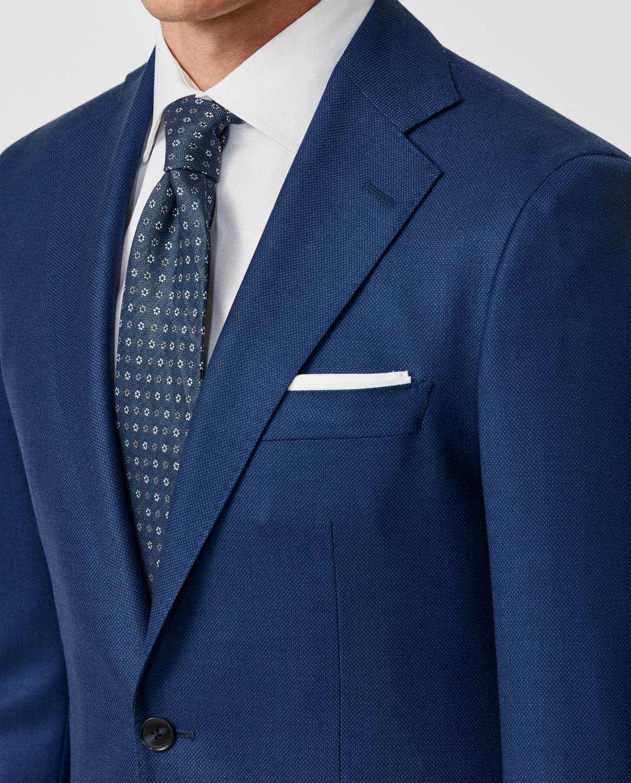 Filarte 365 Collection Two Tone Blue S100 Merino Doppio Ritorto Wool Birdseye