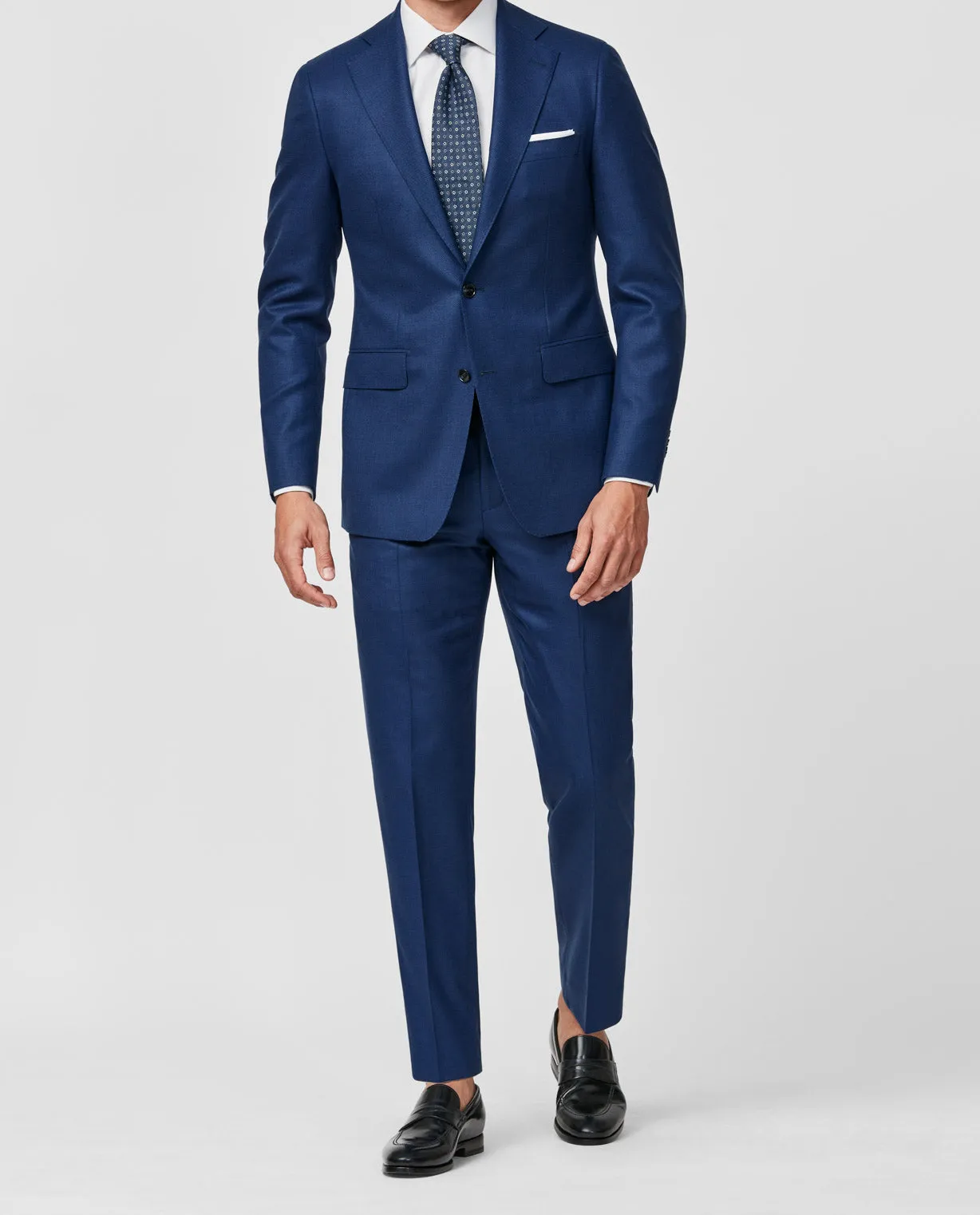 Filarte 365 Collection Two Tone Blue S100 Merino Doppio Ritorto Wool Birdseye