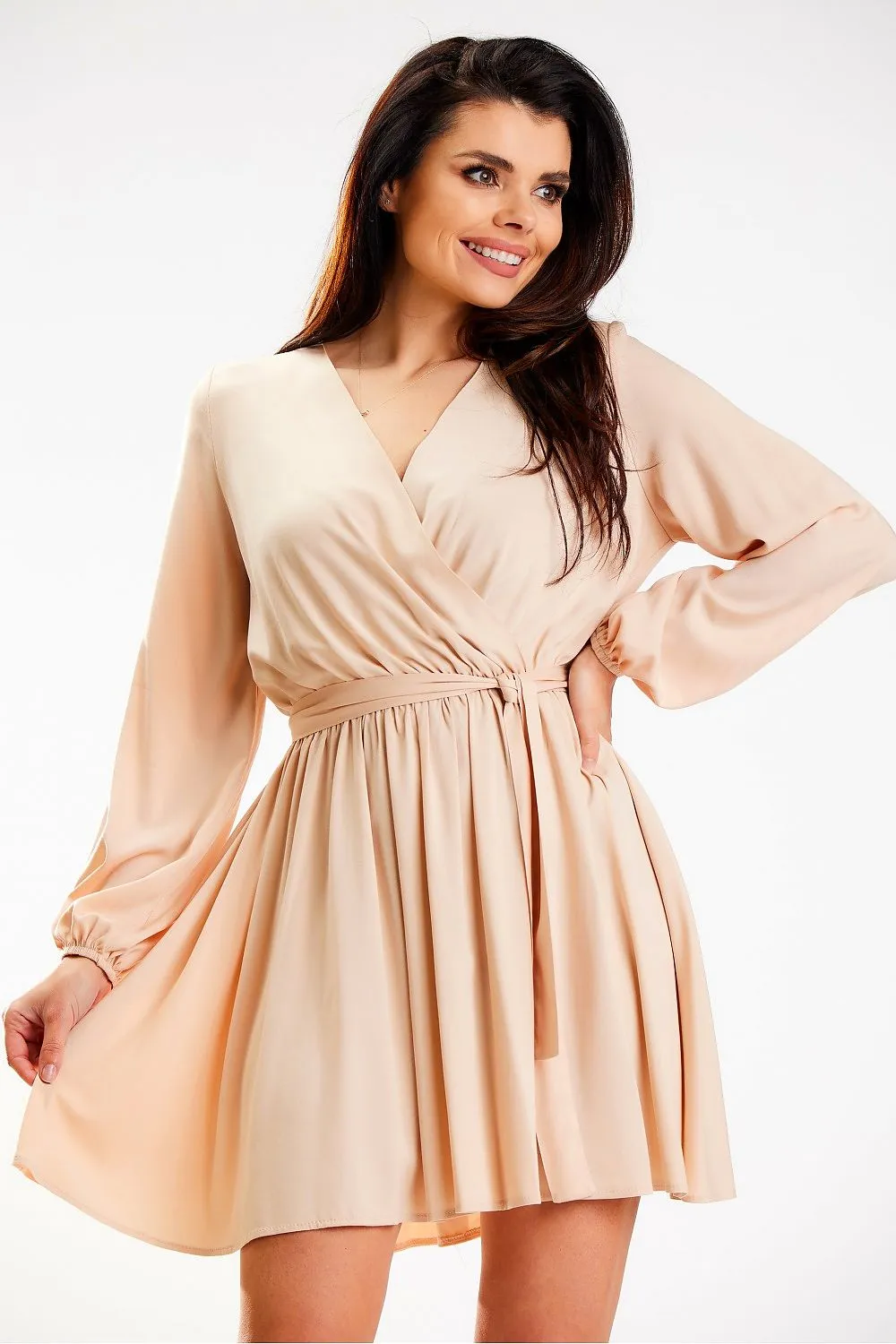 Gathered Waist Elegant Mini Dress