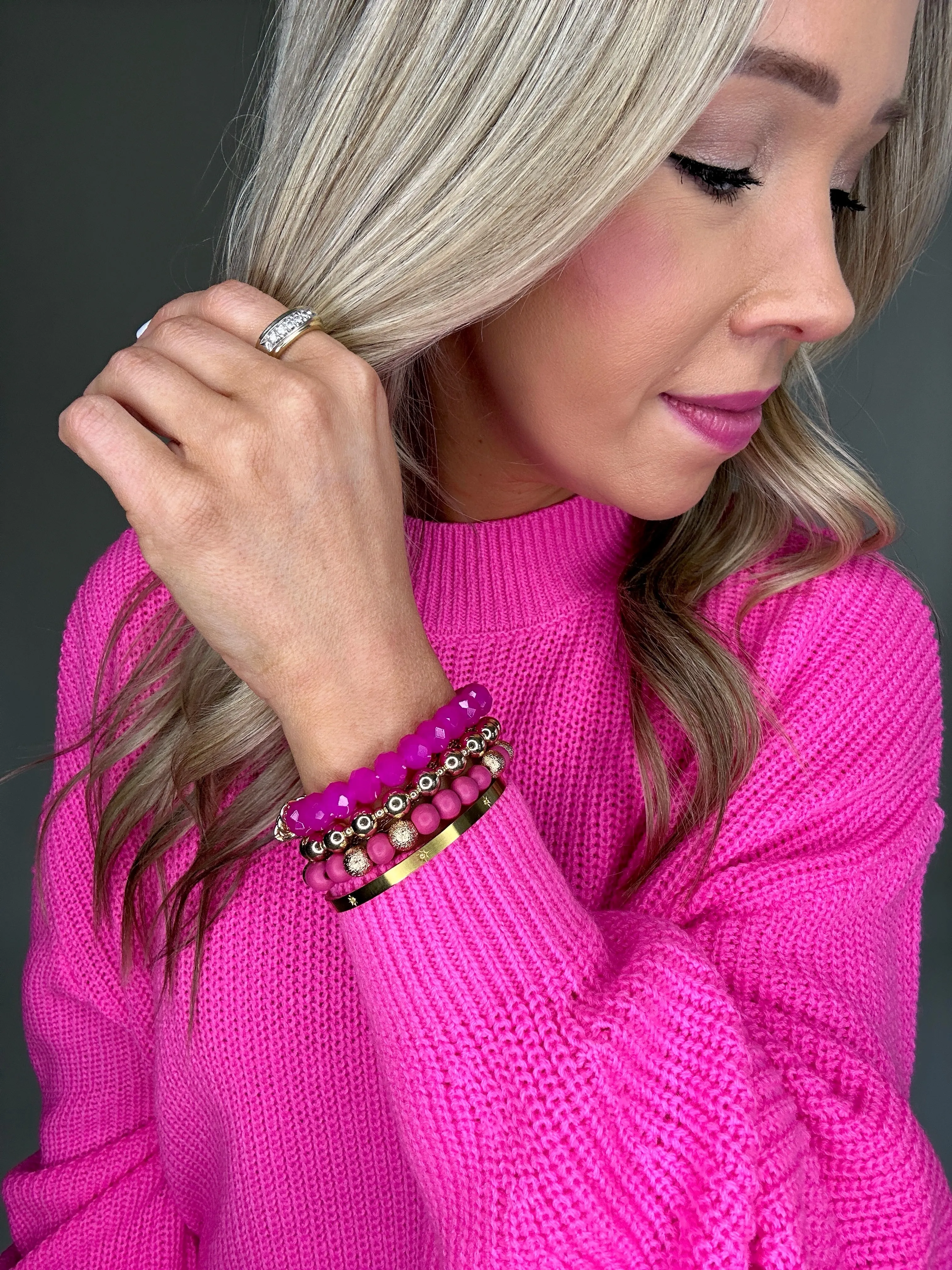 Glam Girl Bracelet Set - Fuchsia