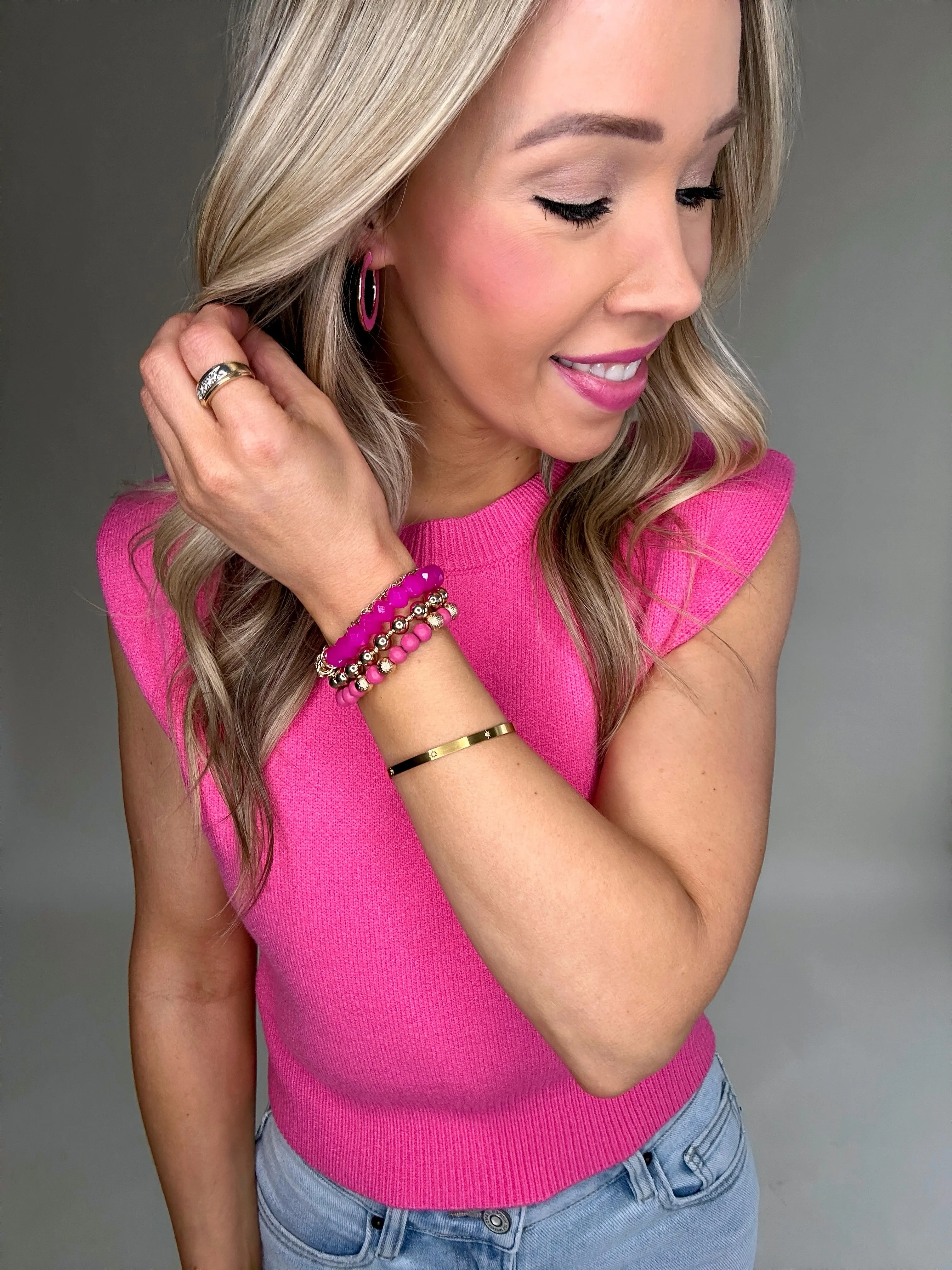 Glam Girl Bracelet Set - Fuchsia