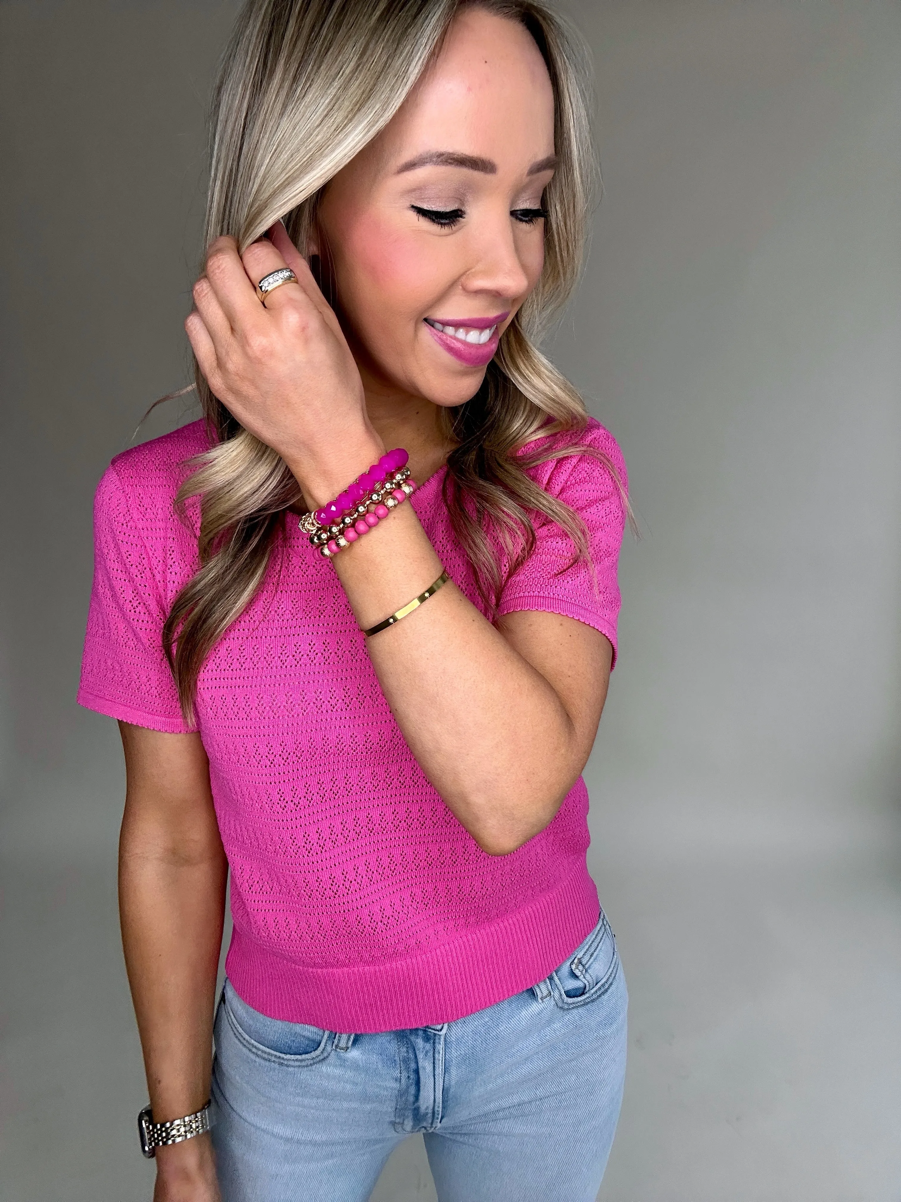 Glam Girl Bracelet Set - Fuchsia