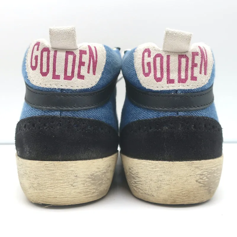 Golden Goose Denim Mid Star Sneakers with Silver Metallic Star Size 37