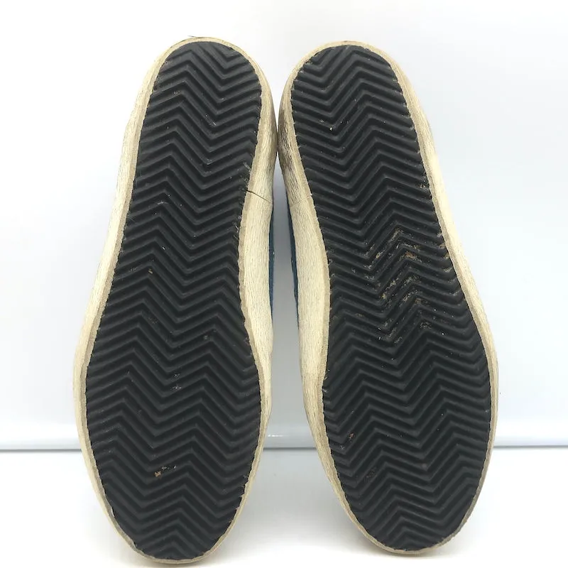 Golden Goose Denim Mid Star Sneakers with Silver Metallic Star Size 37