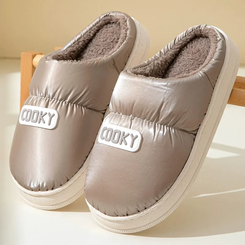 Grace 2023 New Cotton Slippers Women's Autumn and Winter Waterproof Indoor Home Non-Slip Confinement plus Velvet Warm