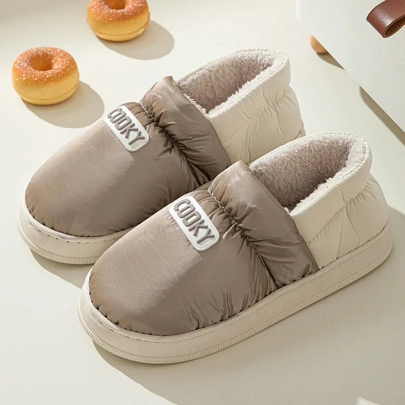 Grace 2023 New Cotton Slippers Women's Autumn and Winter Waterproof Indoor Home Non-Slip Confinement plus Velvet Warm