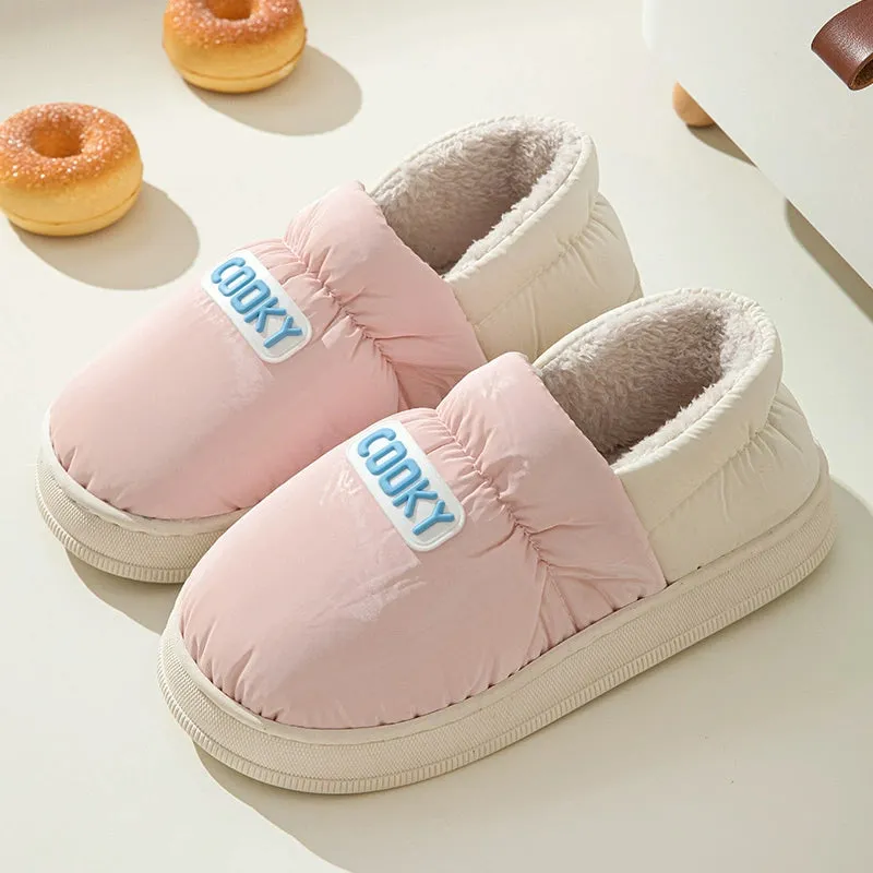 Grace 2023 New Cotton Slippers Women's Autumn and Winter Waterproof Indoor Home Non-Slip Confinement plus Velvet Warm