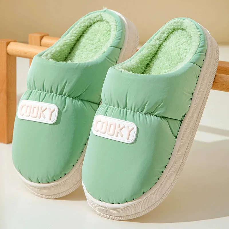 Grace 2023 New Cotton Slippers Women's Autumn and Winter Waterproof Indoor Home Non-Slip Confinement plus Velvet Warm