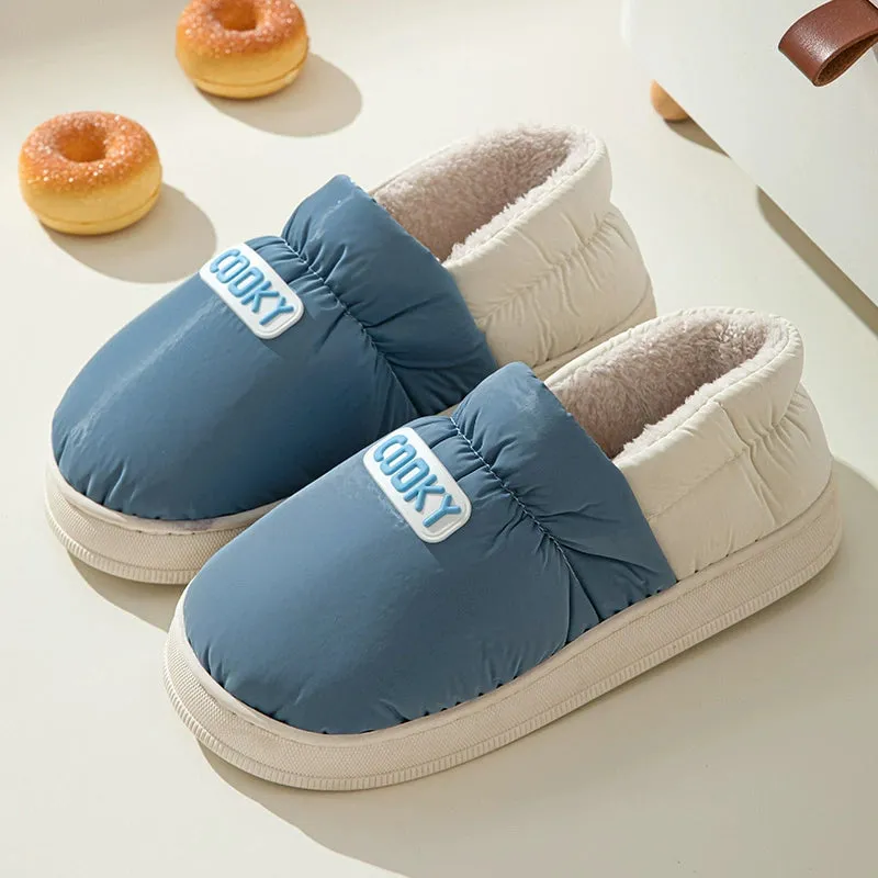 Grace 2023 New Cotton Slippers Women's Autumn and Winter Waterproof Indoor Home Non-Slip Confinement plus Velvet Warm