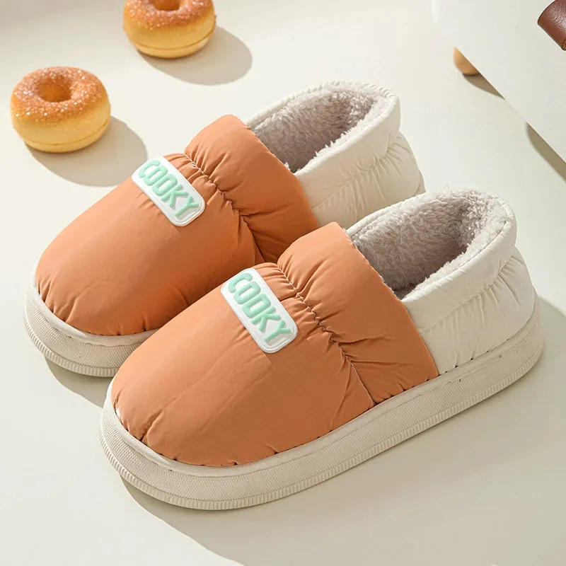Grace 2023 New Cotton Slippers Women's Autumn and Winter Waterproof Indoor Home Non-Slip Confinement plus Velvet Warm